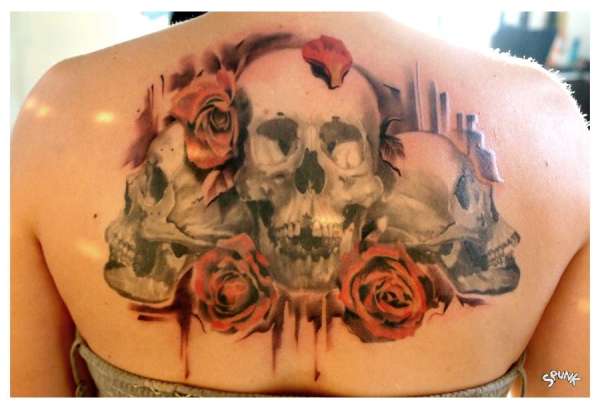 Skulls and roses tattoo