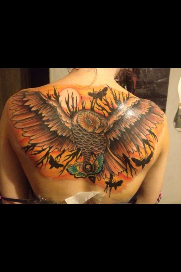 Solute owl... Double cover up tattoo