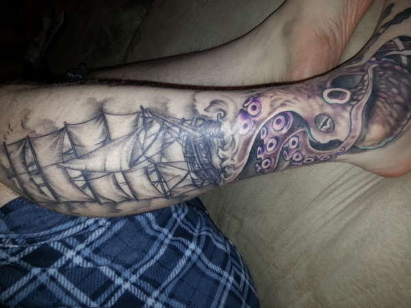ship and octopus tattoo tattoo