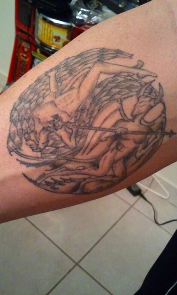 Angel/devil ying yang tattoo