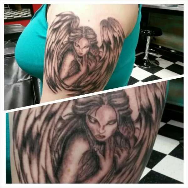 Angel for my son tattoo