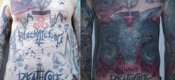 Before & after huge cover up tattoo