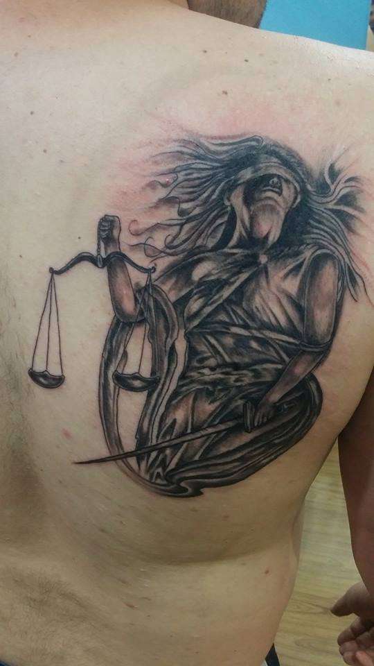 Blind Lady Justice tattoo