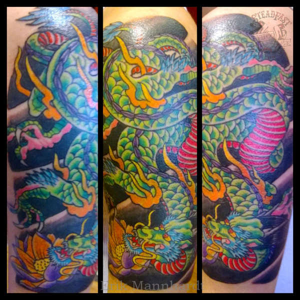 Dragon halfsleeve tattoo