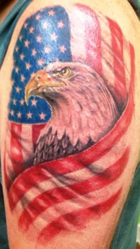 Eagle & Flag tattoo