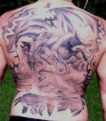 Flying Dragon Protecting Children tattoo