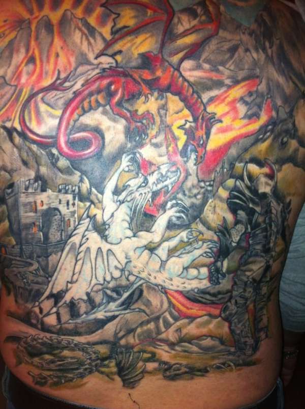 Full back dragons tattoo
