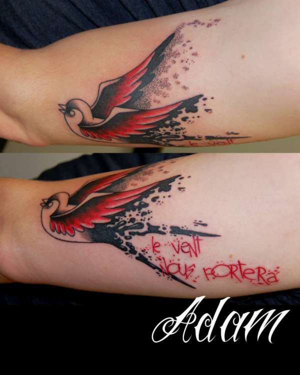 Polka Trash Swallow tattoo