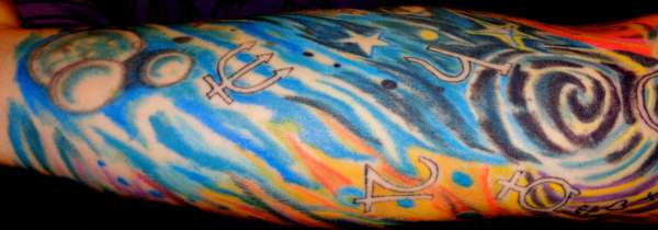 Right arm sleeve tattoo