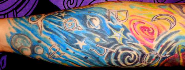 Right arm sleeve tattoo