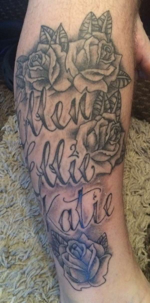 Roses and names tattoo