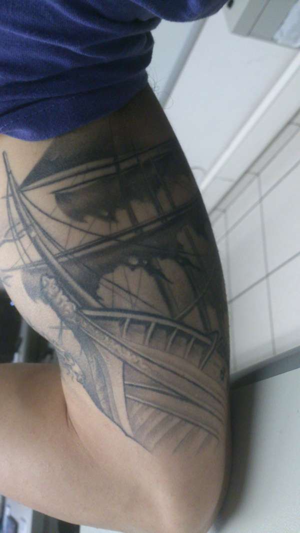 Ship inside right arm tattoo