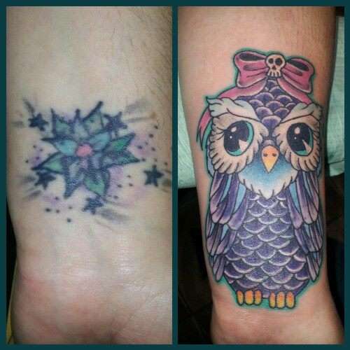 owl cover up tattoo
