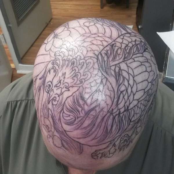 phoenix - full head tattoo