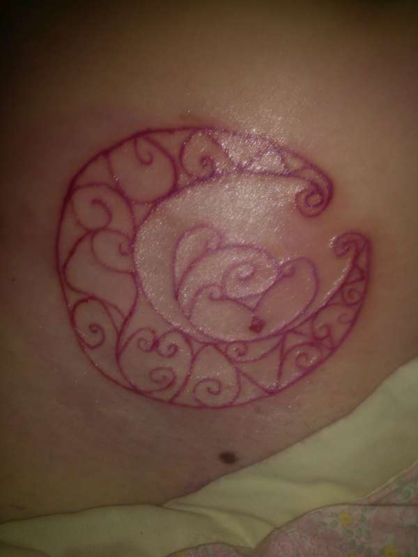 pink celtic moon tattoo