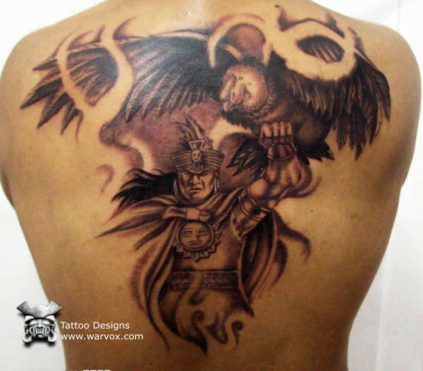 prehispanic warrior with condor tattoo by WARVOX.COM tattoo