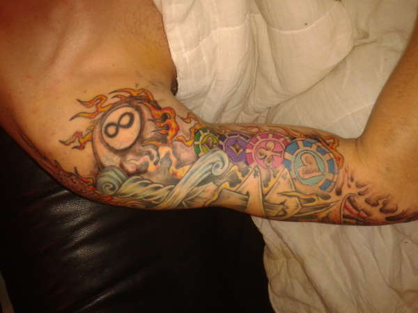 trevs casino half sleeve front side tattoo
