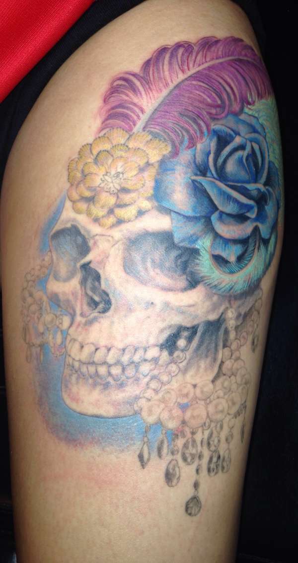 Flapper skull 2 tattoo