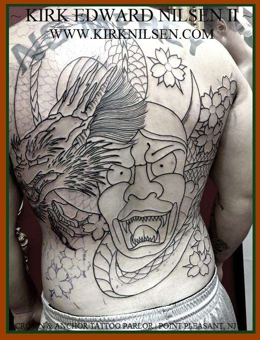 In progress japanese back piece tattoo by Kirk Nilsen | NJ tattoo