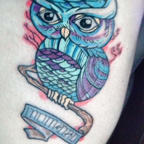 Neo-traditional Owl tattoo