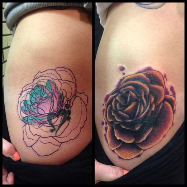 Rose cover-up tattoo