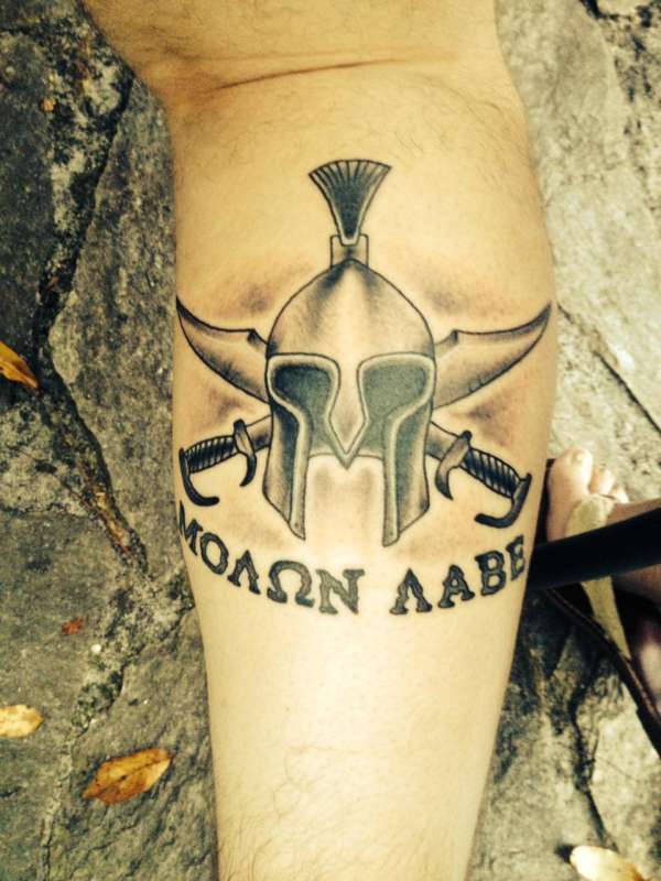 Spartan helmet  Molon Labe tattoo