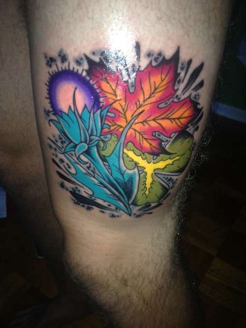 Thistle,Shamrock,Maple leaf tattoo