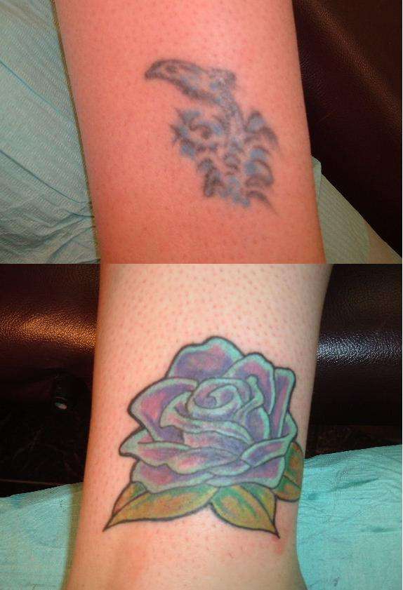 rose cover tattoo
