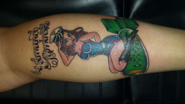 military pin up on bomb *memorial* tattoo