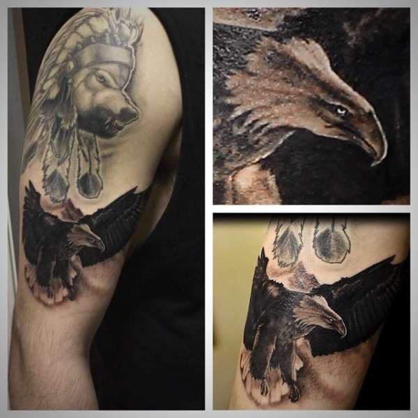 Black and Gray Eagle - Steve Murzin tattoo