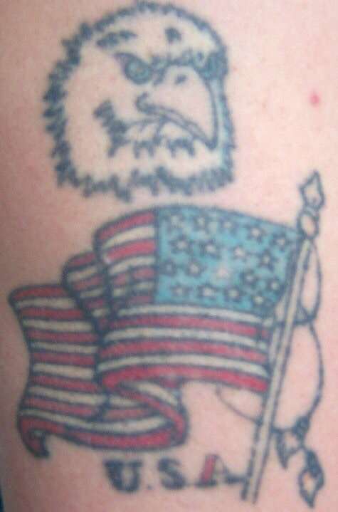 Flag/eagles head tattoo