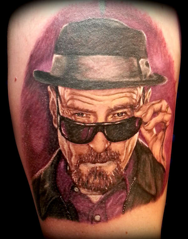 Heisenberg color portrait tattoo tattoo