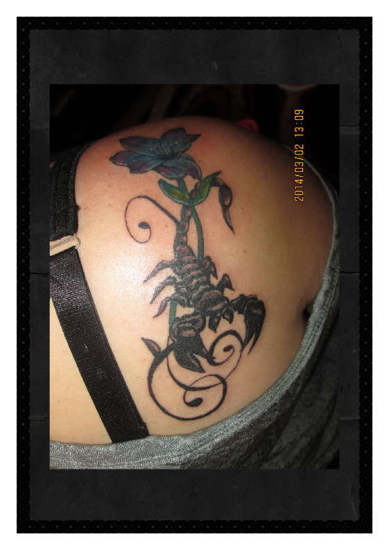 Scorpion and Flower tattoo