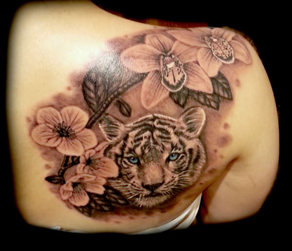 orchids and tiger tattoo tattoo