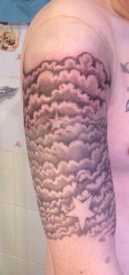 3rd Tattoo - Cloud and stars half sleeve tattoo
