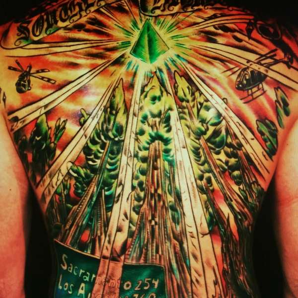 420 full back tattoo by Steve'O tattoo