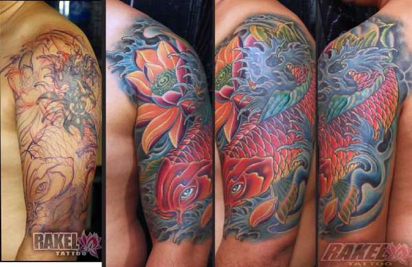 Cover up - from tribal to koi tattoo