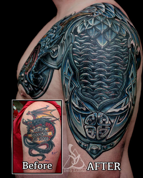 Dragon armor cover up tattoo