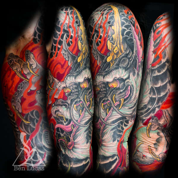 Fire Dragon 1/2 Sleeve tattoo