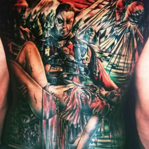 Full back tattoo by Steve'O tattoo
