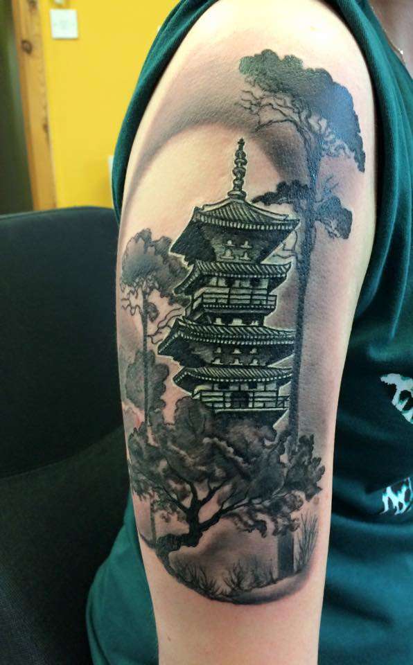 Japanese Pagoda tattoo.