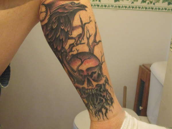 Raven and Skull COVERUP tattoo