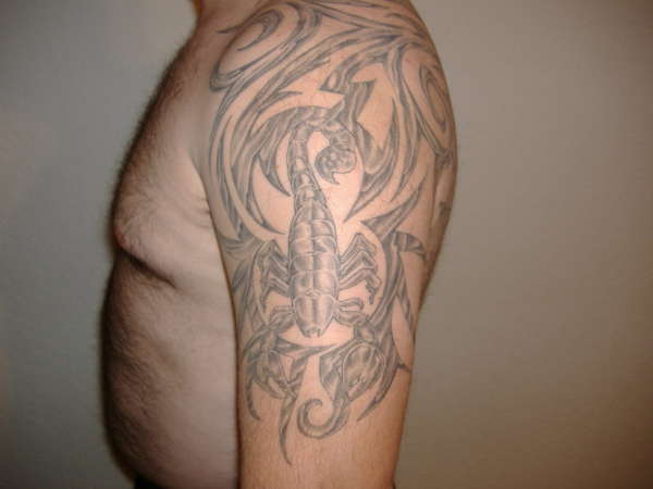 scorpion with tribal tattoo