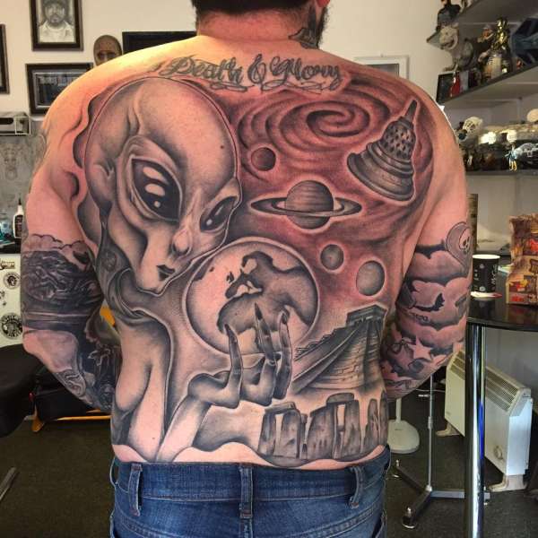 Alien Back piece tattoo