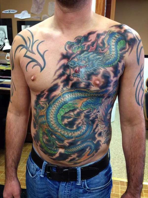 Blue Japanese Dragon tattoo