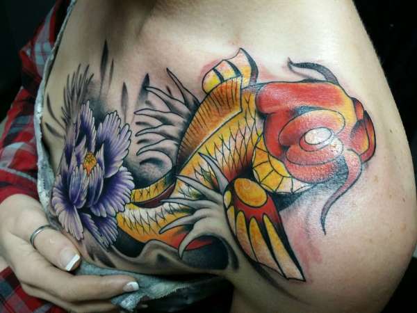 Koi Jumping out the water tattoo