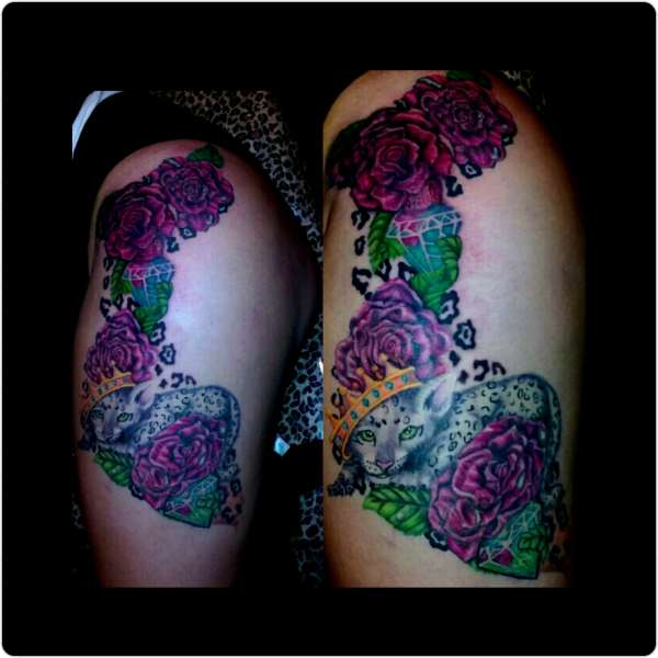 Lepord thigh piece tattoo