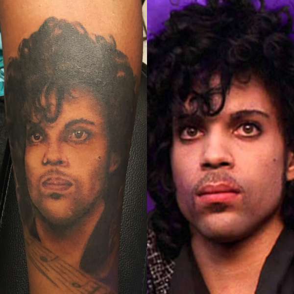 Portrait of Prince (R.I.P.) tattoo