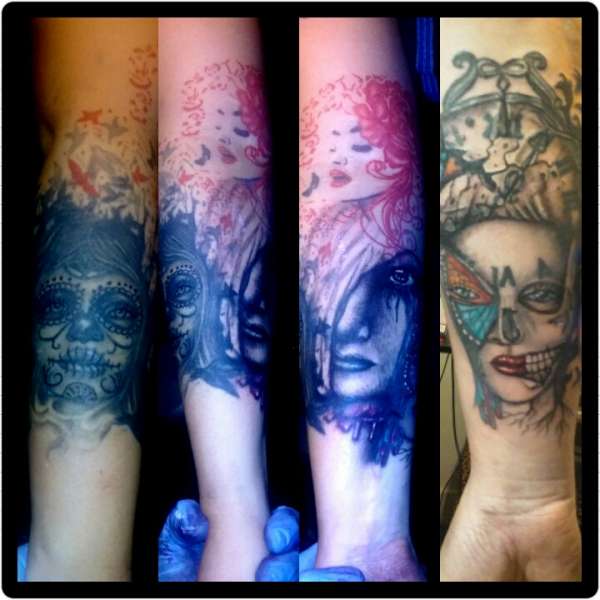 Sleeve of ladies tattoo