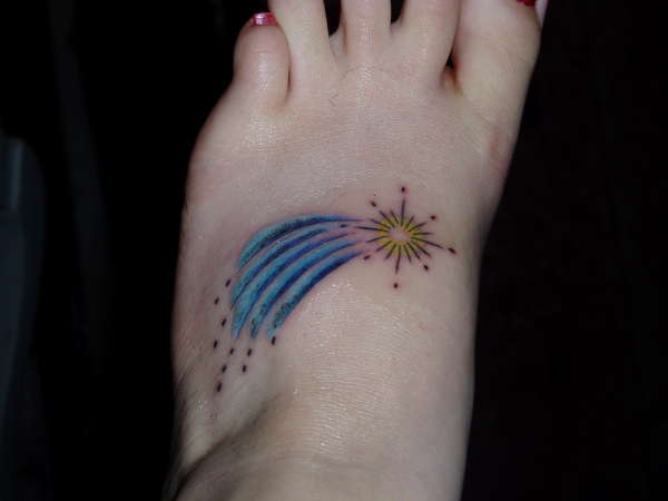 shooting star foot tattoo tattoo
